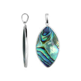 Handcrafted Sterling Silver Abalone Shell Marquise Ocean Elegance Pendant.